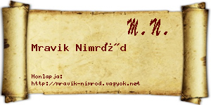 Mravik Nimród névjegykártya